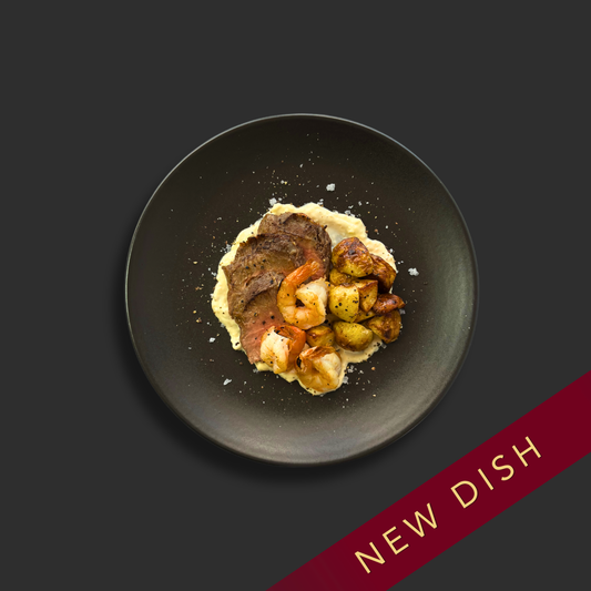 Beef Eye Fillet & Garlic Prawns