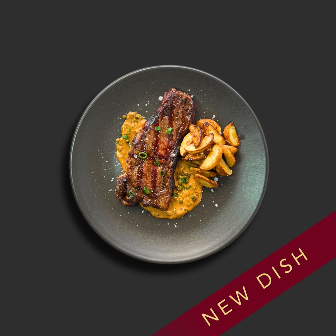 New York Strip Steak with Creamy Peppercorn Sauce